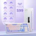 AULA 99 Key Keyboard, Tri-Mode Bluetooth/2.4GHz/USB-C Cute Creamy Gaming Keyboard with Number Pad RGB Backlit, Media Knob Custom Mechanical Feel Computer Keyboards for MAC Xbox PC Gamer - Purple