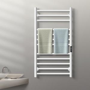 Poloma Wall Mounted Towel Warmer Rack for Bathrooms, Electric Heated Towel Rack Heater, Stainless Steel 12Bars White.