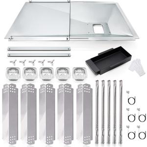 Hiorucet Grill Drip Pan Kits for Nexgrill 720-0882A Replacement Parts, Grease Tray, Heat Plate Shield, Burner, Igniters for Nexgrill Replacement Parts 5 Burner 720-0882A, 720-0896, 4 Burner 720-0925P.