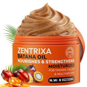2 x Batana Oil for Hair - 100% Raw, Cold Pressed, Unrefined & Organic Hair Mask - Prevents Hair Loss, Enhances Hair Thickness - For Men & Women, Essence for All Hair Types (8 oz)