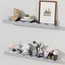 Floating Shelves for Wall Décor 24 Inch Long Set of 2 Nursery Book Shelves Bathroom Shelves Over Toilet Shelf for Books, Plants, Toys, Photo Frames, Picture Ledge-Grey