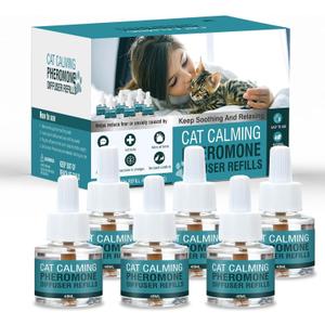 Cat Calming Diffuser Refill 6 Pack Cat Calming Pheromone Diffuser Refill Cat Plug in Pheromones Cat Stress Diffuser Cat Pheromones Calming for Cats Anxiety and Stress 48ml Vial-180 Days Fits All Cats