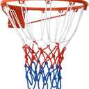 18 Inch Basketball Rim Replacement with Net, Universal Basketball Hoop Rim with Mounting Straps, Indoor Outdoor Basketball Rim for Most Backboard, Tree-Mountable Basketball Hoop Replacement