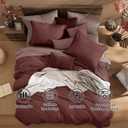 Monbix Queen Comforter Set - 7 Pieces Cationic Dyeing Dark Red Bed in a Bag Queen Bedding Sets with Comforter, Sheets, Pillowcases & Shams, Reversible Bedding Comforters Sets