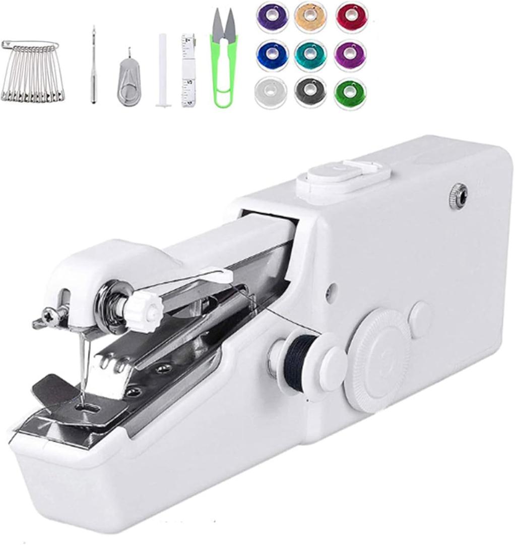 Handheld Sewing Machine, Portable Mini Hand Held Sewing Machine Cordless Electric Stitching Device, DIY Hand Sewer Machine for Household, Travel (Does Not Include A Battery)
