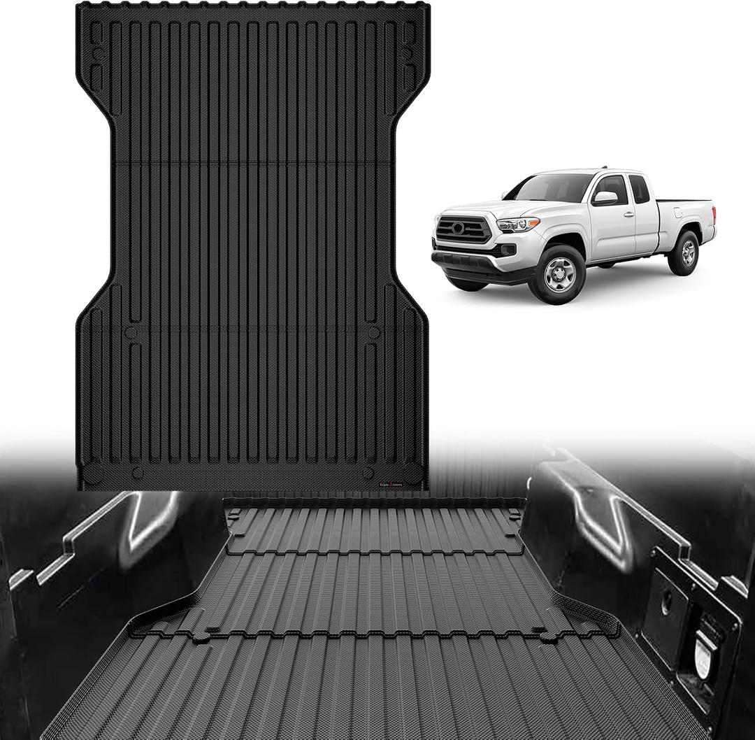 TripleAliners Truck Mat Compatible with 2005-2023 Toyota Tacoma 6FT Accessories, Truck Bed Mat Heavy Duty Custom Fit All Weather Protection TPE Pickup Liner