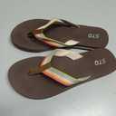 STQ Women Beach Flip Flops with Arch Support Thong Sandals for Water Shower Vacation Coffee Multi 