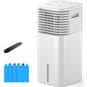 FLOWBREEZE 24" Windowless Portable Air Conditioner, 15H Timer&120Oscillation, 3-IN-1 Portable AC Unit w/Remote, 2Gal Tank, 3 Modes & 3 Speeds, Ultra-Quiet Ventless Swamp Cooler for HomeOffice, Ivory