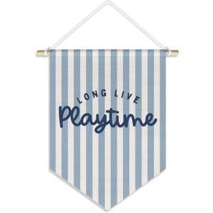 Kid Playroom Banner Playroom Wall Decor, Kids Nursery Toddler Play Room Classroom Decorations, Navy Blue Boys Bedroom Wall Art, Long Live Play Time, 15x11in