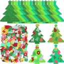 24 Kits DIY Christmas Tree Foam Stickers Bulk Self Adhesive Holiday Winter Glitter Foam Stickers Christmas Tree Craft Kits for Party Favors Fun Home Activities
