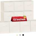 Criusia Large Storage Cubes, 13 Inch Cube Storage Bins for Shelves Closet Nursery Bedroom - 10 Pack Collapsible Storage Baskets with Handles - Fabric Bins for Organizing Clothes Blanket Toys (Beige)