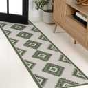 JONATHAN Y TSN202D-28 Lior Geometric Moroccan Diamond Green/Cream 2 ft. x 8 ft. Indoor/Outdoor Runner Rug, Pet Friendly, Non Shedding, Stain Resistant, Easy-Cleaning for Home, Patio, Backyard, Porch (2' x 7'10" (Rectangular))