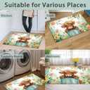 Door Mat, Cute Calf Welcome Mat, Colorful Spring Flowers Doormats Indoor Entrance, Indoor Outdoor Mat, Low-Profile Floor Rugs for Entry, Patio, 17''x30'' (Cartoon Watercolour Flower Cow)