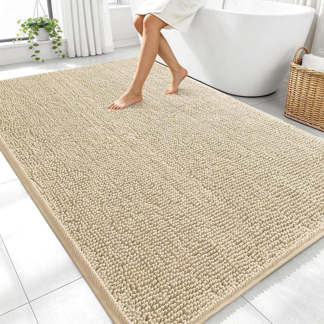 OLANLY Large Bathroom Rugs 70x46, Extra Soft Absorbent Chenille Bath Rugs