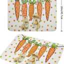 Easter Dish Drying Pad 18 x 24 Inch with Absorbent Reversible Microfiber Bunny Rabbit Carrot Polka Dots Drying Mats Dish Drainer Mat Fast Dry For Spring Kitchen Counter Dining Room Decoration