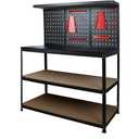 47 inch Workbench with peg Board, Multipurpose Tool Organizer and Workbench with Double Storage Platform in Garage Workshop