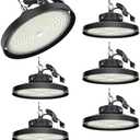 BEILBS UFO LED High Bay Light Pro, 150W LED Shop Lights, 0-10V Dimmable 30000LM 5000K, 60%-100% Power Selectable Bay Light for Warehouse Factory Barn Shop Workshop Garage Gym, 6 Pack
