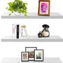 SAUMONIERES Floating Wall Shelves for Bedroom Bathroom Wall Mounted Solid Wood Shelf 24 Inch Set of 3, White