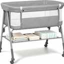 Baby Bassinet, 3-in-1 Baby Bassinets Bedside Sleeper for Newborn with Breathable Mesh, Portable Baby Crib with 4- Adjustable Height, Mattress, Storage Basket & Lockable Wheels, CPSC Grey