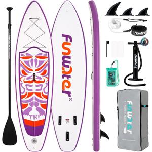 FunWater Inflatable Stand Up Paddle Board with Beginners SUP Accessories, 10'6×33"×6"