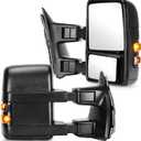Youxmoto Towing Mirrors fit for 1999-2016 for Ford for F250 F350 F450 F550 Super Duty Pickup Truck Mirrors, Manual Telescoping/Folding; Manual Adjustable Glass; Turn Signal; Black
