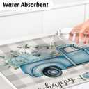 Fall Kitchen Mat Rugs Sets of 2,Blue Happy Fall Y'all Truck Pumpkin Tractor Checkered Rugs for Decorations Hallways,Sink,Laundry Room,Floor Non Slip Carpet Washable 16x24 + 16x41 in (Colorful 10)