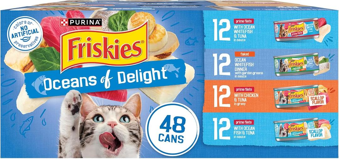 Friskies Purina Meaty Bits Cat Food Variety Pack, 24 Pack 5.5 oz Cans BBD: 06-2027