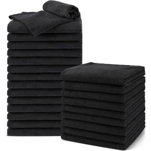 Salon Towels 12Pack, Microfiber Barber Towels Bulk, (16x29 inches) Hair-Drying Cloth Super Soft Black Hand Cloth for Gym, Bath, Spa Use and Home Beauty Care(Not Bleach Proof)