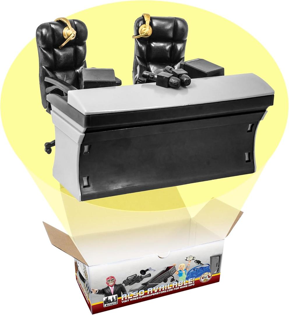 Ultimate Black Commentator Table Playset for Wrestling Action Figures