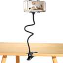 Gooseneck Phone Holder for Bed,Flexible Arm Clip,Lazy Bracket Mount Clamp for Desk,Headboard, Bedside,360 Adjustable DIY Flexible Grip Desktop Mobile Cell Phone Stand for All 4-7Devices