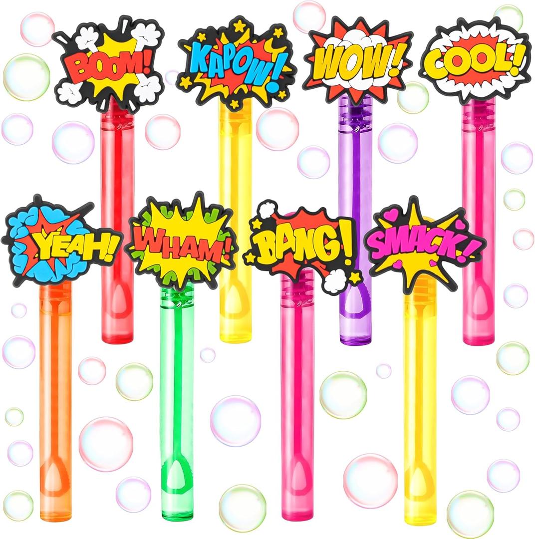 Hero Party Favors for Kids  24PCS POW BAM ZAP Bubble Wands, Great for Birthday Supplies, Piata Fillers, Goodie Bags & Classroom Rewards