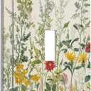 Decorative Light Switch Cover Rustic Beige Wildflower Green Plants Yellow Floral 1 Gang Oversized Single Toggle Wall Plate Jumbo Electrical Switchplate Face (1-Gang Toggle / 5 x 3 IN)