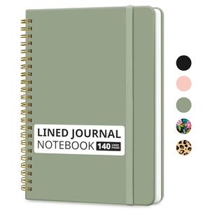 Taja Lined Spiral Journal Notebook for Women & Men, 140 Pages, College Ruled Hardcover Notebook for Work & Note Taking, Journals for Writing, A5(5.7" x 7.9") - Green