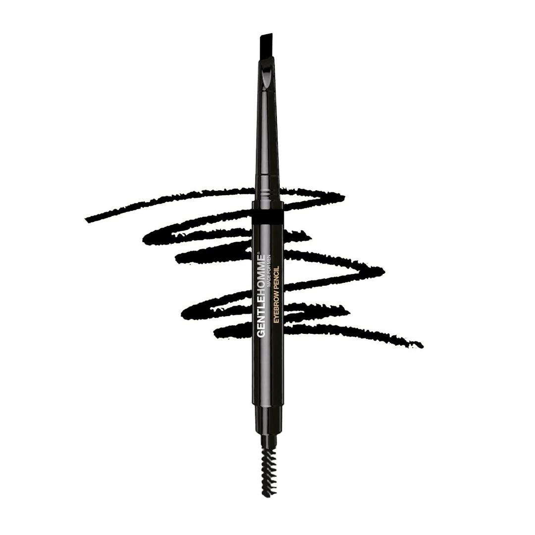 Men's 2-in-1 Eyebrow Brush & Pencil - Shape, Define & Fill In - Ultra-Thin, Long-Lasting Black - Vegan