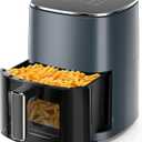 Air Fryer, 6-Quart with Viewing Window, 12-in-1 Functions - Air Fry, Roast, Reheat, Dehydrate, Bake, Steam, and More, 400F Max Temperature (Grey)