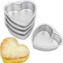 EATAKWARD 5pcs Heart Shaped Cake Pan, 4'' Non-Stick DIY Cake Pans for Baking, Aluminium Cake Mold, Multifunctional Heart Cake Tins for Kitchen Birthday Valentine Day Wedding Mini Heart Cake Pan