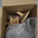 Pinkunn 2 Pcs Gold Christmas Tree Figurines Glitter Resin Christmas Tree Table Decorations Modern Decorative Xmas Trees Table Centerpiece for Holiday Mantel Indoor Home Decor