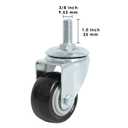 Finnhomy Stem Caster Wheels 2 Inch Heavy Duty Threaded Swivel Casters 3/8"-16x1 Set of 4 Premium Polyurethane Wheels PU Anti-wear Smooth Casters, Black