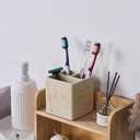 Natural Travertine Textures Toothbrush Holders for Bathroom, Electric Toothbrush and Toothpaste Holder 3 Slots Tooth Brush Organizer for Bathroom Countertop, Shower, Vanity
