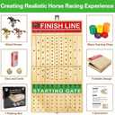 FUNNYB&G 21 inches Horse Race Board Game Foldable Large Horse Racing Game for Adults with 11 Metal Horses, Solid Wood 60 Pcs Poker Chips 2 Dice 1 Pack of Cards for Family Tabletop Parties(Log)