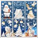 2 x 190Pcs Christmas Snowflakes Santa Claus Reindeer Window Decals Static Stickers for Christmas Decorations Ornaments Holiday Winter Xmas Party Supplies