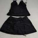 SHEKINI Tummy Control Bathing Suit Halter Tankini Top with Skirt Bottom Women's 2 Piece Swimsuits(Small, Black)