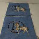 18x18'' inches Throw Pillow Cushion Covers Set Pack of 2 Pcs - Luxury Horse Embroidery Modern Style Couch Sofa Pillow Cover for Living Room Bedroom (Blue)