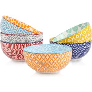 Selamica Ceramic Cereal Bowls Set of 6, 24 Oz Deep Soup Bowls for Kitchen, 5.9 Inch Dessert Bowls for Salad, Pasta, Oatmeal, Ramen, Microwave Dishwasher Safe, Set of 6, Assorted Colors