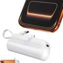 5000mAh Mini Portable Charger with Built-in Type C Connector & Cables,5V 2.4A USB-C Small Power Bank,2 Output Flashlight External Battery Pack Compatible with iPhone 17-12 Pro Galaxy,iPad (White)