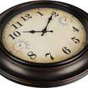 18 Inch Large Outdoor Wall Clock with Thermometer & Hygrometer, Waterproof Retro Bronze Garden Clock for Patio, Pool, Backyard, Farmhouse Decor, Silent Non-Ticking