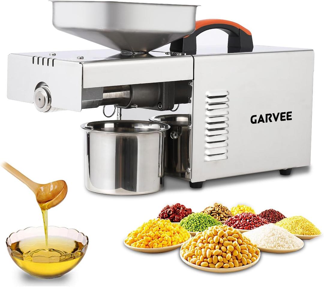 Garvee 900W Oil Press Machine, Automatic Cold& Hot Electric Oil Press Extractor, 340 Food Stainless Steel, Ideal for Pressing Peanut, Sesame Seeds, Walnut, Almond, Pumpkin, Rapeseed