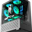 Micro ATX Case, MATX,ITX PC Case with 2 X 120mm ARGB Fan Pre-Installed, Panoramic View Tempered Glass Front & Side Panel, Black