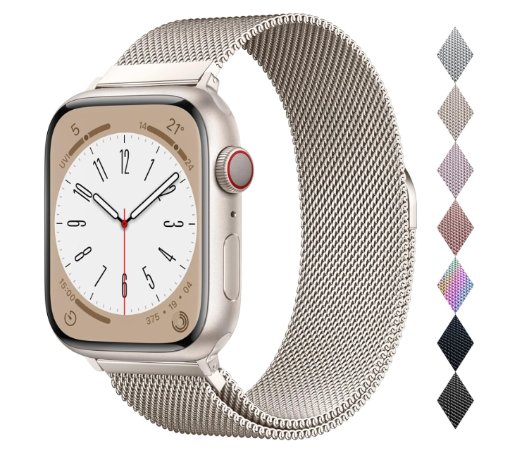 Original Stainless Steel Milanese Loop Compatible with Apple Watch Band 38mm 40mm 41mm 42mm 44mm 45mm 49mm, Magnetic Clasp Replacement Band for iwatch Series 9, Ultra 2, SE, Ultra, 8 7 6 5 4 3 2 1, a-starlight