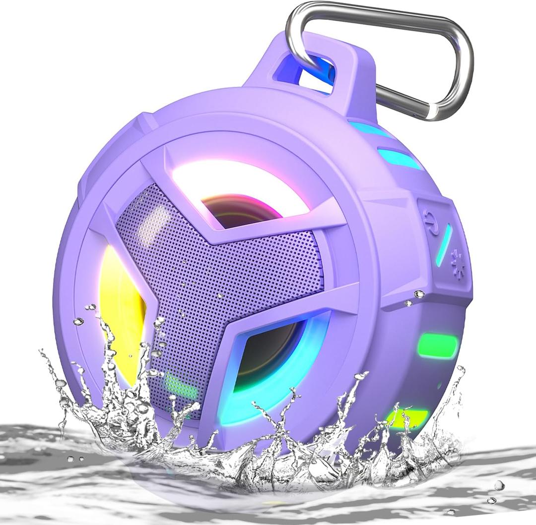 EBODA Bluetooth Shower Speaker, IP67 Waterproof Portable Wireless Small Speakers, Floating, 24H Playtime for Home, Beach, Pool, Kayak, Hiking, Boat Accessories, Gifts for Women, Girls - Purple